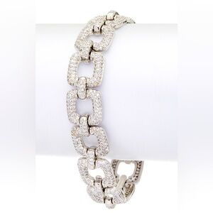 Rhodium Cubic Zirconia Chain Bracelet